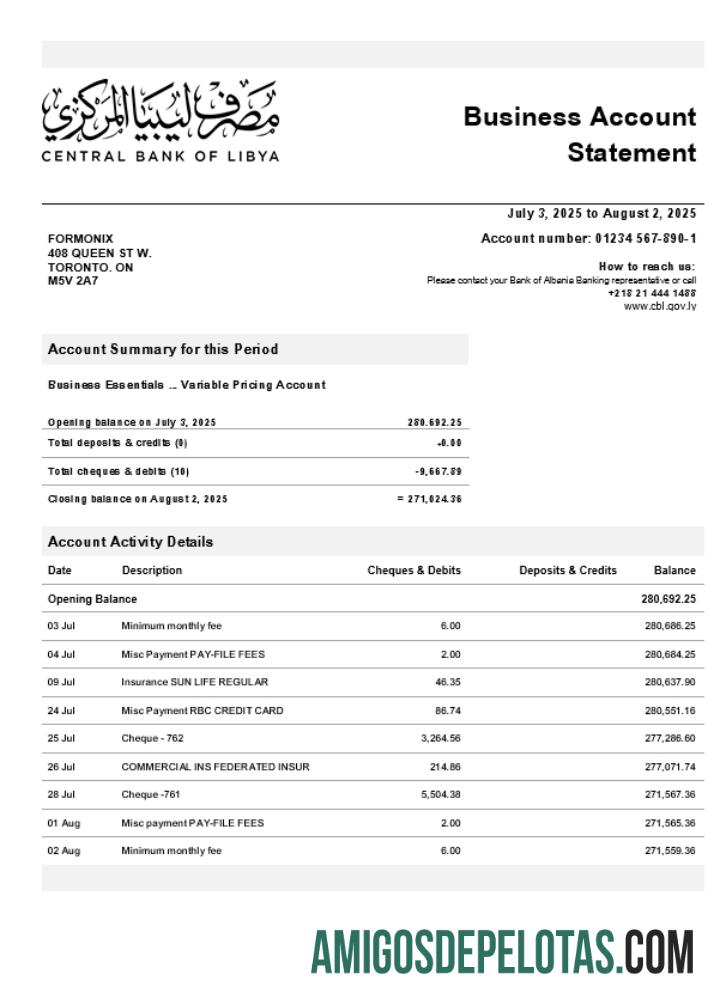 Declaração de empresa comercial do Banco Central da Líbia em formato Word e PDF (1)